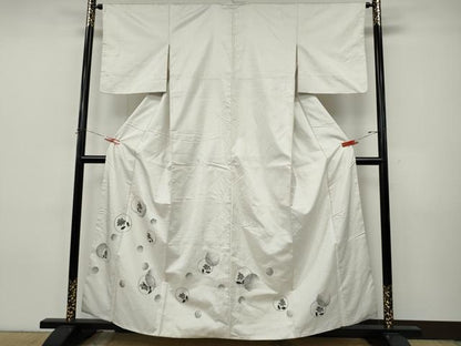 平和屋着物●訪問着　本場縞大島紬　花丸文　金彩　正絹　逸品　CABJ6508ut