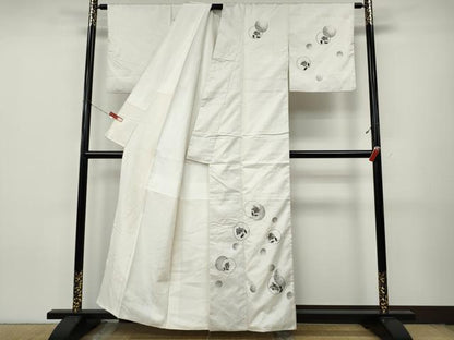 平和屋着物●訪問着　本場縞大島紬　花丸文　金彩　正絹　逸品　CABJ6508ut