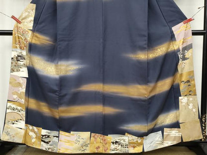 平和屋着物●訪問着　駒刺繍　色紙重ね風景草花文　暈し染め　金彩　正絹　逸品　CABJ6509ut