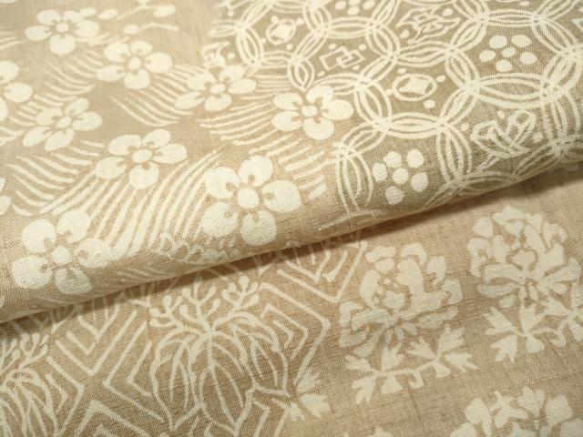 平和屋着物●上質な小紋　紬地　切嵌吉祥花文　正絹　逸品　CABJ6515ut
