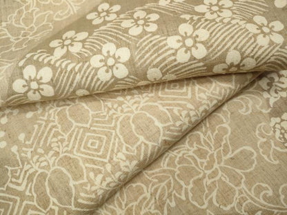 平和屋着物●上質な小紋　紬地　切嵌吉祥花文　正絹　逸品　CABJ6515ut