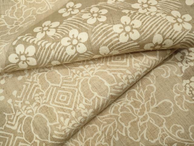 平和屋着物●上質な小紋　紬地　切嵌吉祥花文　正絹　逸品　CABJ6515ut