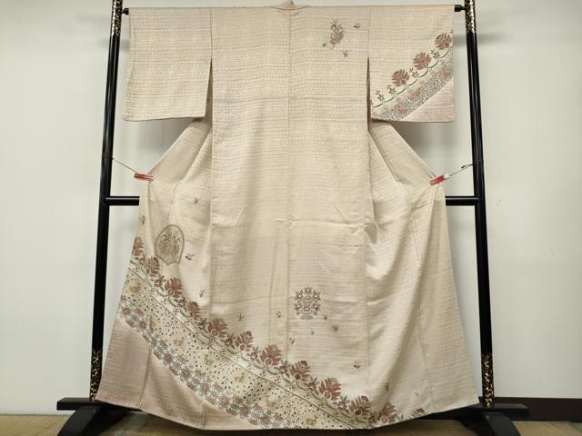 平和屋着物●中国三大刺繍　スワトウ刺繍　総刺繍　訪問着　向かい鳥鹿更紗花文　暈し染め　正絹　逸品　CABJ6518ut