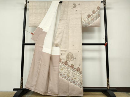 平和屋着物●中国三大刺繍　スワトウ刺繍　総刺繍　訪問着　向かい鳥鹿更紗花文　暈し染め　正絹　逸品　CABJ6518ut