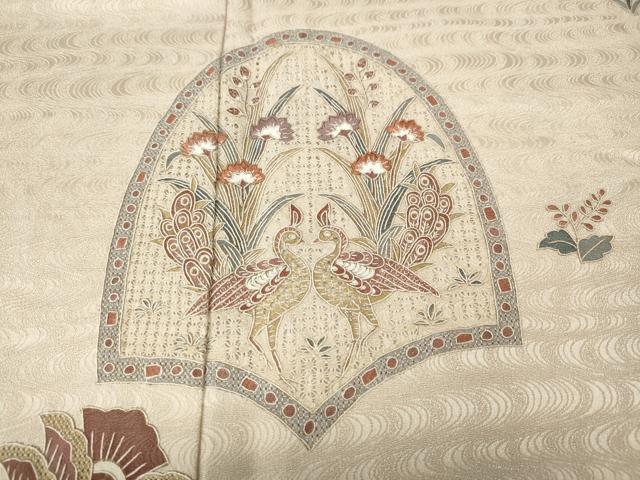 平和屋着物●中国三大刺繍　スワトウ刺繍　総刺繍　訪問着　向かい鳥鹿更紗花文　暈し染め　正絹　逸品　CABJ6518ut