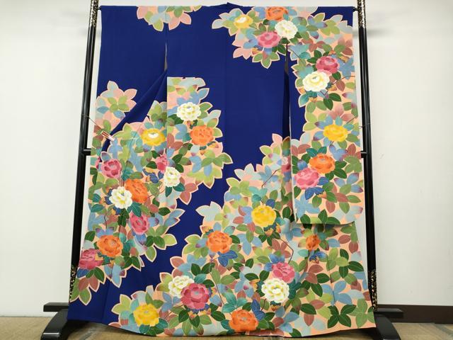 平和屋着物●豪華振袖　友禅　作家物　枝花文　正絹　逸品　CABJ6519ut