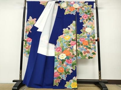 平和屋着物●豪華振袖　友禅　作家物　枝花文　正絹　逸品　CABJ6519ut
