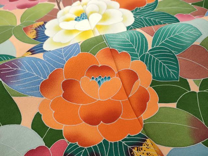 平和屋着物●豪華振袖　友禅　作家物　枝花文　正絹　逸品　CABJ6519ut