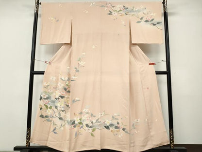 平和屋着物●訪問着　友禅　作家物　枝花文　暈し染め　正絹　逸品　CABJ6520ut