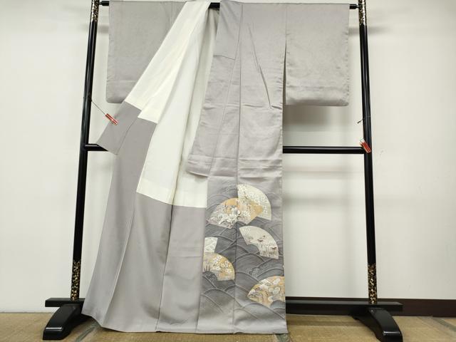 平和屋着物●豪華色留袖　立波地紙花文　暈し染め　金彩　正絹　逸品　CABJ6521ut