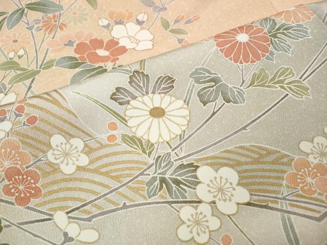 平和屋着物●訪問着　枝花文　暈し染め　正絹　逸品　CABJ6522ut