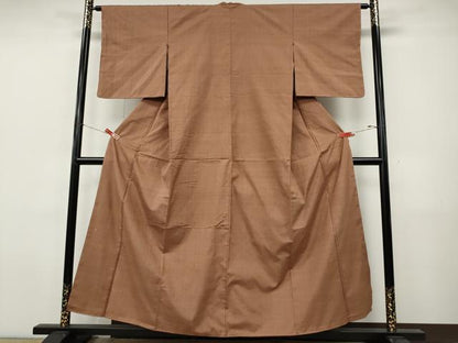 平和屋着物●結城紬　色無地　遠州茶色　正絹　逸品　CABJ6523ut