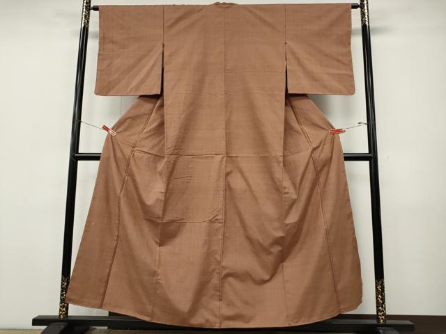 平和屋着物●結城紬　色無地　遠州茶色　正絹　逸品　CABJ6523ut