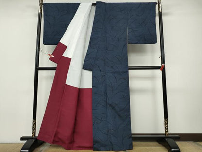 平和屋着物●結城紬　草木文　正絹　逸品　CABJ6527ut