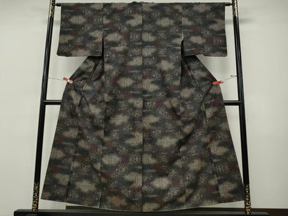 平和屋着物▼本場大島紬　7マルキ　吉祥花文　正絹　逸品　CABJ6528ut