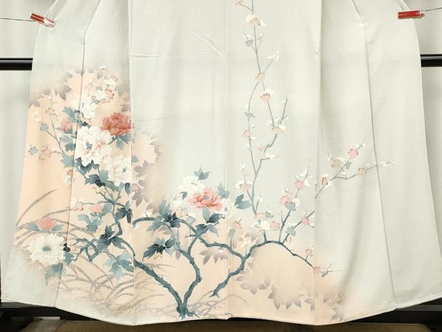平和屋着物●訪問着　友禅　枝花文　暈し染め　正絹　逸品　CABJ6529ut