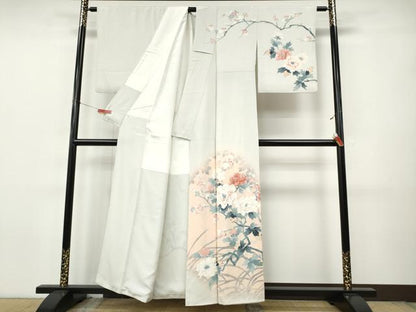 平和屋着物●訪問着　友禅　枝花文　暈し染め　正絹　逸品　CABJ6529ut