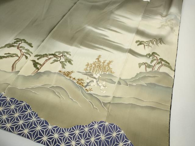 平和屋着物●上質な小紋　変わり市松　黒地　正絹　逸品　CABJ6537ut