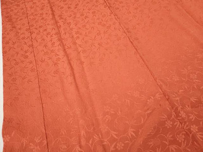 平和屋着物●長襦袢　袷　花唐草地紋　鉛丹色　半衿刺繍　正絹　逸品　CABJ6539ut