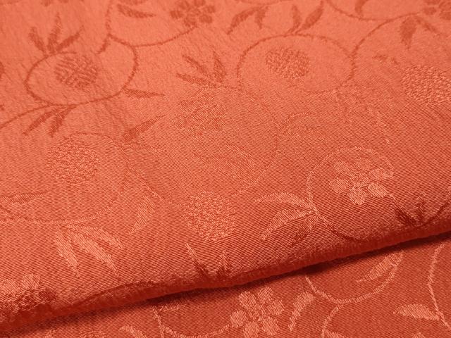 平和屋着物●長襦袢　袷　花唐草地紋　鉛丹色　半衿刺繍　正絹　逸品　CABJ6539ut