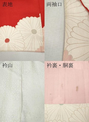 平和屋着物▼アンティーク　大正ロマン　長襦袢　袷　雲重ね菊文　正絹　逸品　CABJ6540ut