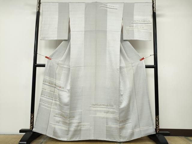 平和屋着物●訪問着　駒刺繍　絞り　横段草花文　金彩　正絹　逸品　CABJ6541ut
