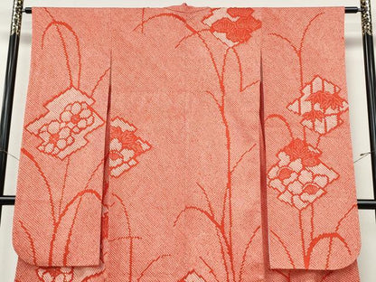平和屋着物●豪華振袖　総絞り　松皮菱草花文　正絹　逸品　CABJ6542ut