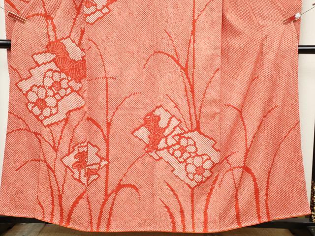 平和屋着物●豪華振袖　総絞り　松皮菱草花文　正絹　逸品　CABJ6542ut