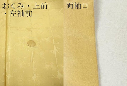 平和屋着物●豪華振袖　格子地紋　淡黄色　正絹　逸品　CABJ6544ut