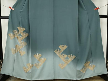 平和屋着物●訪問着　刺繍　松葉文　暈し染め　金彩　正絹　逸品　CABJ6546ut