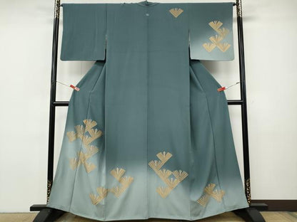 平和屋着物●訪問着　刺繍　松葉文　暈し染め　金彩　正絹　逸品　CABJ6546ut