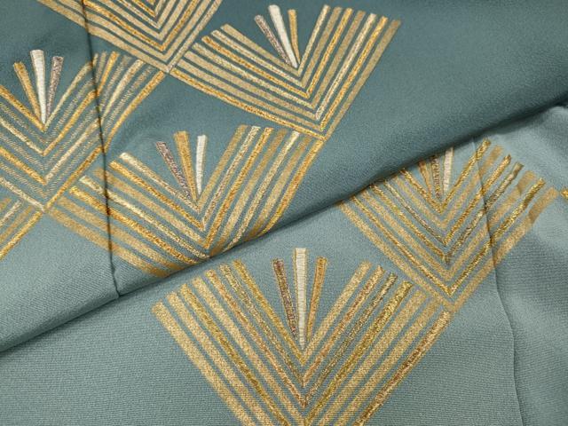 平和屋着物●訪問着　刺繍　松葉文　暈し染め　金彩　正絹　逸品　CABJ6546ut