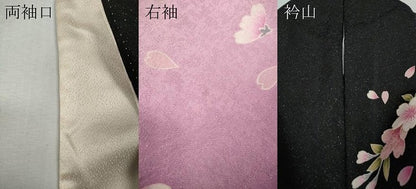 平和屋着物●豪華振袖　駒刺繍　枝花鞠文　暈し染め　黒地　銀通し地　正絹　逸品　CABJ6550ut