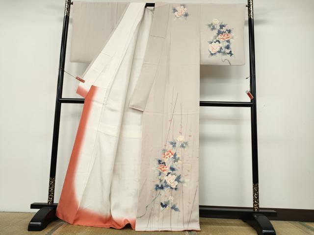 平和屋着物●訪問着　友禅　作家物　枝花文　正絹　逸品　CABJ6552ut
