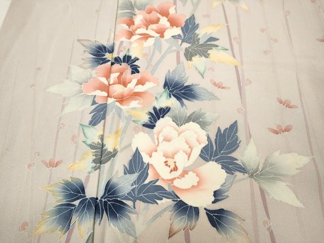 平和屋着物●訪問着　友禅　作家物　枝花文　正絹　逸品　CABJ6552ut