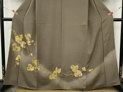 平和屋着物●皇室デザイナー　中村乃武夫　色留訪問着　刺繍　蔦の葉文　暈し染め　金彩　正絹　逸品　未使用　CABJ6554ut