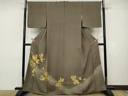 平和屋着物●皇室デザイナー　中村乃武夫　色留訪問着　刺繍　蔦の葉文　暈し染め　金彩　正絹　逸品　未使用　CABJ6554ut