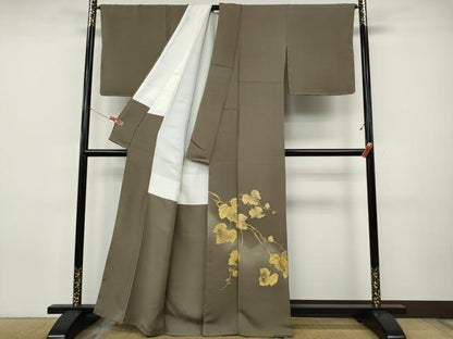 平和屋着物●皇室デザイナー　中村乃武夫　色留訪問着　刺繍　蔦の葉文　暈し染め　金彩　正絹　逸品　未使用　CABJ6554ut