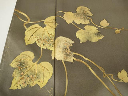 平和屋着物●皇室デザイナー　中村乃武夫　色留訪問着　刺繍　蔦の葉文　暈し染め　金彩　正絹　逸品　未使用　CABJ6554ut