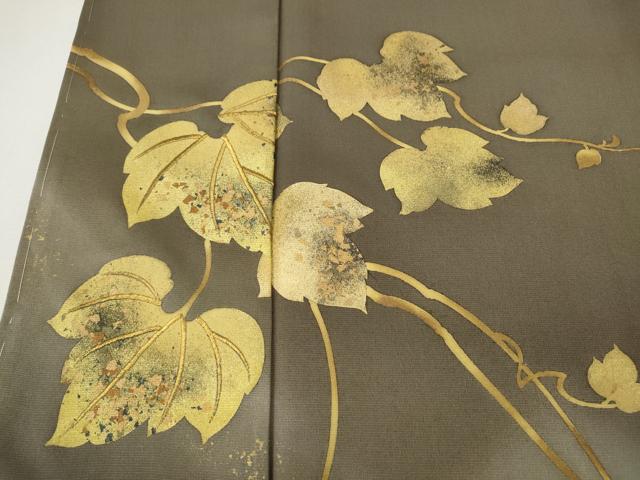 平和屋着物●皇室デザイナー　中村乃武夫　色留訪問着　刺繍　蔦の葉文　暈し染め　金彩　正絹　逸品　未使用　CABJ6554ut