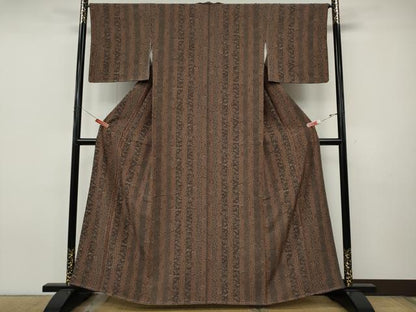 平和屋着物●上質な小紋　草花間道　正絹　逸品　CABJ6557ut