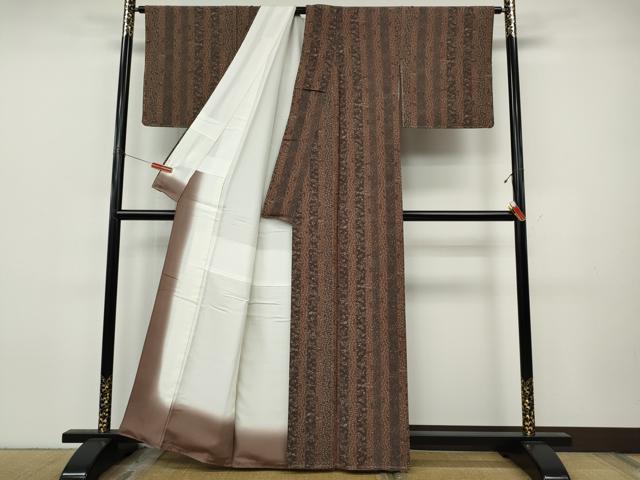 平和屋着物●上質な小紋　草花間道　正絹　逸品　CABJ6557ut