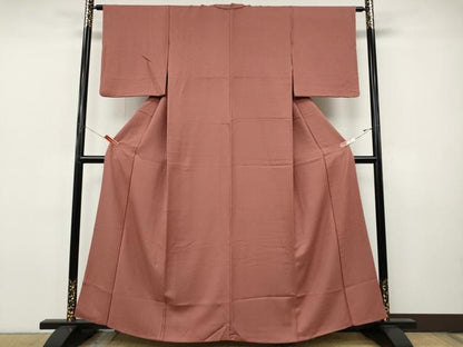 平和屋着物●上質な色無地　紋意匠　薄紅色　正絹　逸品　CABJ6558ut