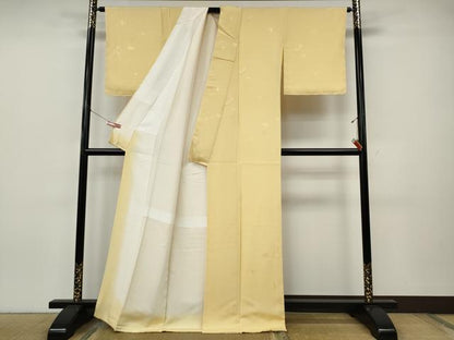 平和屋着物●上質な色無地　唐子地紋　蜂蜜色　正絹　逸品　未使用　CABJ6559ut
