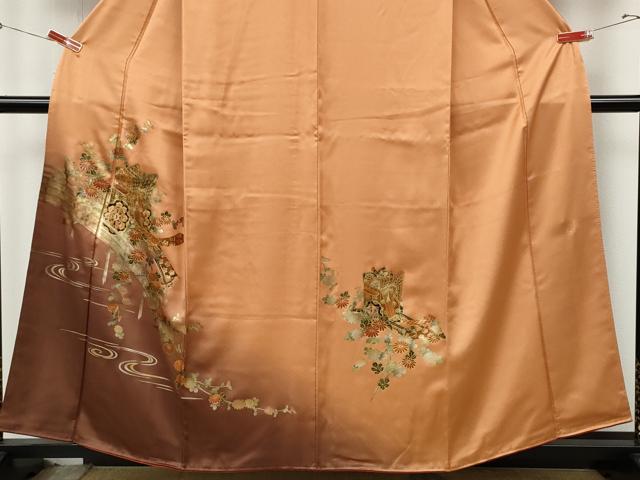 平和屋着物●漆工芸作家　金森一博　訪問着　渡橋御所車花文　暈し染め　金銀彩　正絹　逸品　未使用　CABJ6561ut
