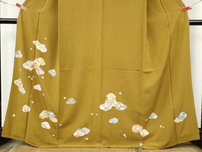 平和屋着物●訪問着　駒刺繍　舞花文　金彩　正絹　逸品　CABJ6562ut