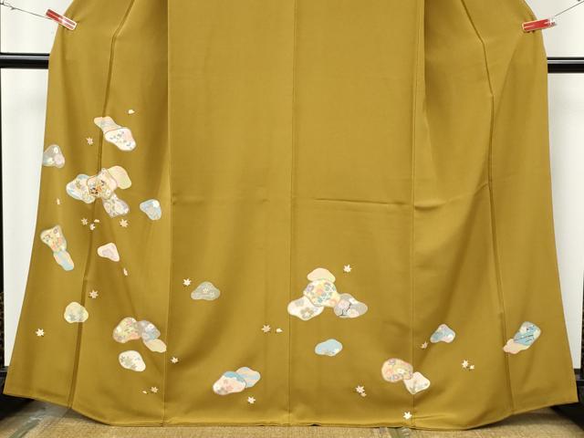 平和屋着物●訪問着　駒刺繍　舞花文　金彩　正絹　逸品　CABJ6562ut