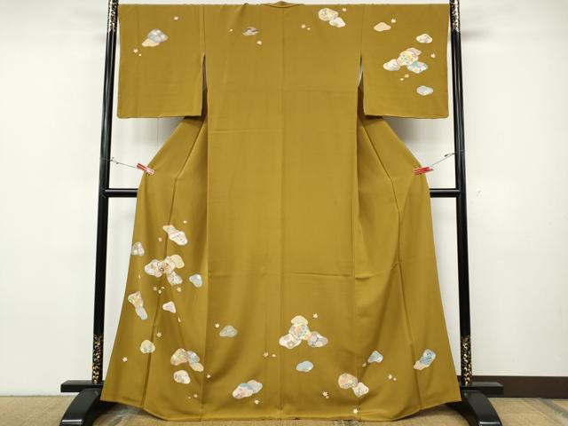 平和屋着物●訪問着　駒刺繍　舞花文　金彩　正絹　逸品　CABJ6562ut
