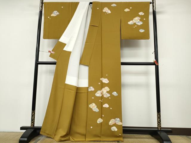 平和屋着物●訪問着　駒刺繍　舞花文　金彩　正絹　逸品　CABJ6562ut