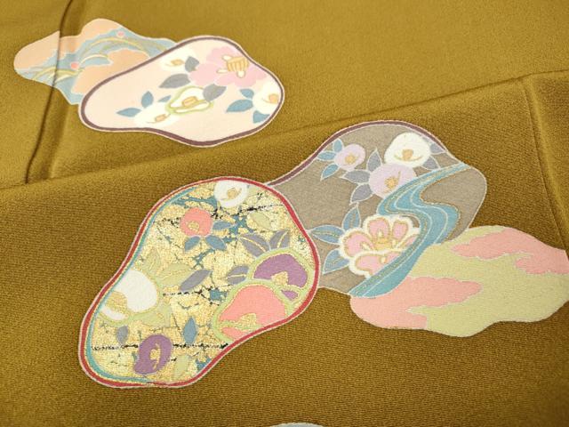 平和屋着物●訪問着　駒刺繍　舞花文　金彩　正絹　逸品　CABJ6562ut